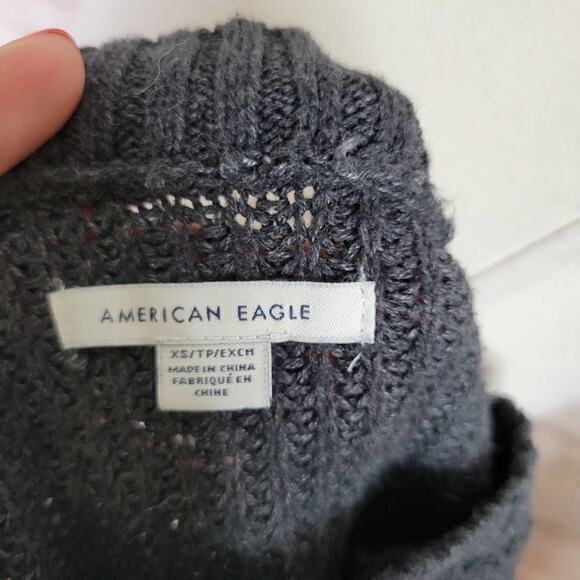 American Eagle Knit Striped Gray Sweater XS - Picture 4 of 5
